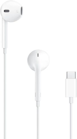 سماعات Apple EarPods، سماعات أذن سلكية مع جهاز تحكم مدمج للتحكم في الموسيقى والمكالمات الهاتفية ومستوى الصوت - عبوة البيع بالتجزئة (USB-C) in Kuwait