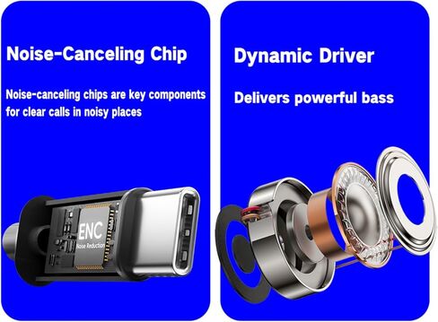 سماعات أذن USB C ENC مع مكالمات ميكروفون، سماعات أذن سلكية بخاصية إلغاء الضوضاء مع باس ديناميكي، (يمكن تركيب خطافات الأذن) DAC USB Type C سماعات أذن لهاتف iPhone 17 16 15 Pro Max Plus Air iPad Pro Samsung in Kuwait