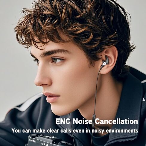 سماعات أذن USB C ENC مع مكالمات ميكروفون، سماعات أذن سلكية بخاصية إلغاء الضوضاء مع باس ديناميكي، (يمكن تركيب خطافات الأذن) DAC USB Type C سماعات أذن لهاتف iPhone 17 16 15 Pro Max Plus Air iPad Pro Samsung in Kuwait