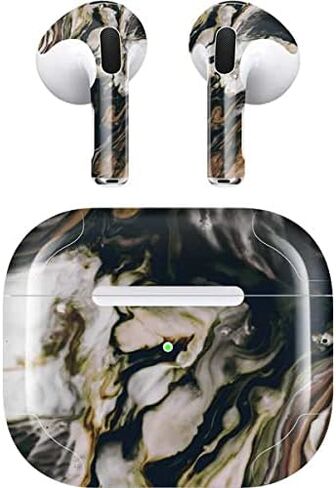 Skinit Decal Audio Skin Compatible with Apple AirPods (3rd Gen, 2021) - Skinit Originally Designed Copper and Black Marble Ink Design in Saudi Arabia