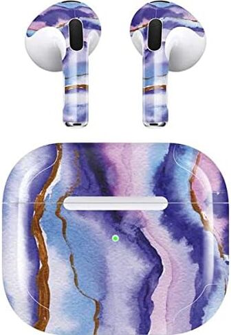 غلاف صوتي من Skinit متوافق مع Apple AirPods (الجيل الثالث، 2021) - تصميم Skinit الأصلي باللون الأزرق البنفسجي ذو الألوان المائية in Saudi Arabia