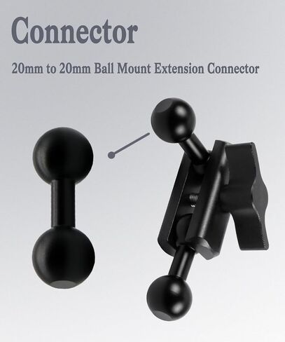 20mm to 20mm Aluminum Ball Mount Extension Connector for Mounting Arms, Metal Extension Dual Ball Adapter in Saudi Arabia