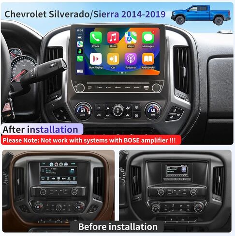 Car Radio for Chevrolet Silverado GMC Sierra 2014-2019 Stereo Replacement with Wireless Carplay Android Auto 10.1 inch Touch Screen Head Unit with GPS Bluetooth 4G WiFi DSP SWC FM/AM/RDS Backup Camera in Saudi Arabia