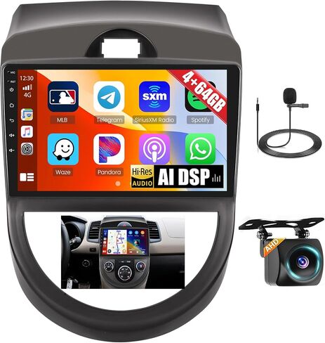 [4+64G] Hikity Android Car Stereo for Kia Soul (LHD) 2010 2011 2012 2013, 9 Inch 1280*720P Touch Screen Radio with Wireless Carplay/Android Auto/GPS Navigation/AI DSP/Bluetooth/FM/RDS + Backup Camera in Saudi Arabia