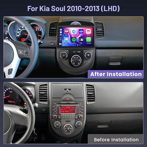 [4+64G] Hikity Android Car Stereo for Kia Soul (LHD) 2010 2011 2012 2013, 9 Inch 1280*720P Touch Screen Radio with Wireless Carplay/Android Auto/GPS Navigation/AI DSP/Bluetooth/FM/RDS + Backup Camera in Saudi Arabia