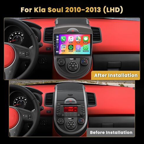 [4+64G] Hikity Android Car Stereo for Kia Soul (LHD) 2010 2011 2012 2013, 9 Inch 1280*720P Touch Screen Radio with Wireless Carplay/Android Auto/GPS Navigation/AI DSP/Bluetooth/FM/RDS + Backup Camera in Saudi Arabia