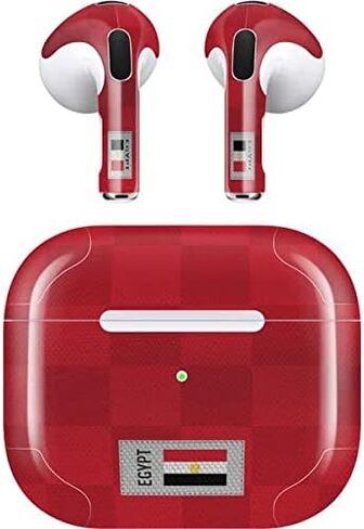Skinit Decal Audio Skin Compatible with Apple AirPods (3rd Gen, 2021) - Skinit Originally Designed Egypt Soccer Flag Design in Saudi Arabia