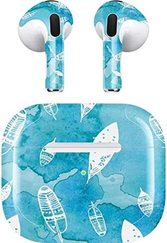 غلاف صوتي من Skinit متوافق مع Apple AirPods (الجيل الثالث، 2021) - تصميم Raining Feathers المصمم في الأصل من Skinit in Saudi Arabia