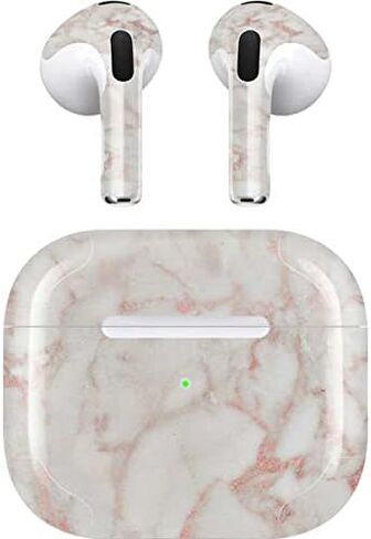 غلاف صوتي من Skinit متوافق مع Apple AirPods (الجيل الثالث، 2021) - تصميم Skinit الأصلي من الرخام الذهبي الوردي in Saudi Arabia
