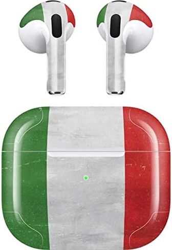 Skinit Decal Audio Skin Compatible with Apple AirPods (3rd Gen, 2021) - Skinit Originally Designed Italy Flag Distressed Design in Saudi Arabia