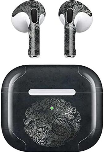 غلاف صوتي من Skinit متوافق مع Apple AirPods (الجيل الثالث، 2021) - تصميم التنين الأسود الصيني المصمم في الأصل من Skinit in Saudi Arabia