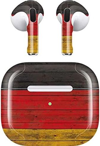 غلاف صوتي من Skinit متوافق مع Apple AirPods (الجيل الثالث، 2021) - تصميم خشبي داكن بتصميم العلم الألماني الأصلي من Skinit in Saudi Arabia