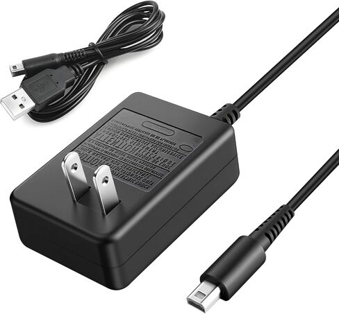 شاحن 3DS، شاحن 3DS متوافق مع 3DS XL، DSi XL، 3DS و2DS- محول حائط تيار متردد، سلك طاقة بديل عالمي 100-240 فولت لملحقات وحدة التحكم المحمولة (رمادي) in Kuwait