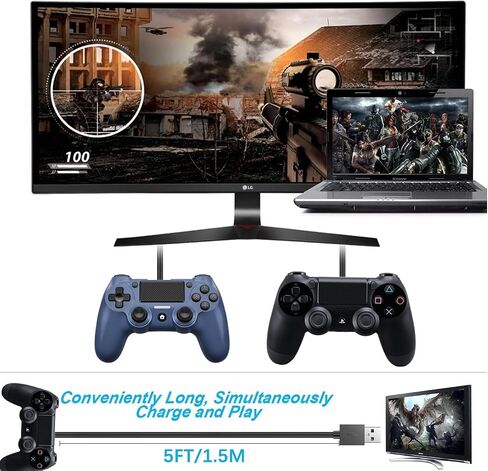 سلك شاحن وحدة التحكم PS5 بطول 10 أقدام لجهاز PlayStation 5 DualSense، وXbox Series S X Core، وElite Series 2، وملحقات سلك طاقة وحدة التحكم، وكابل شحن من النوع C، واستبدال وحدة التحكم في الألعاب in Saudi Arabia