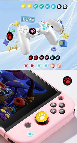 غطاء عصا التحكم من السيليكون لـ NS 24 قطعة، أغطية قبضة الإبهام لجهاز تحكم Nintendo Switch/Lite/OLED، يمكن إعادة استخدامها ودمجها بحرية (02) in Kuwait