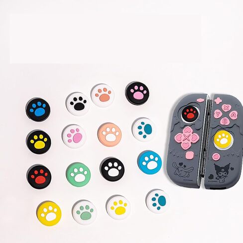 غطاء عصا التحكم من السيليكون لـ NS 24 قطعة، أغطية قبضة الإبهام لجهاز تحكم Nintendo Switch/Lite/OLED، يمكن إعادة استخدامها ودمجها بحرية (02) in Kuwait