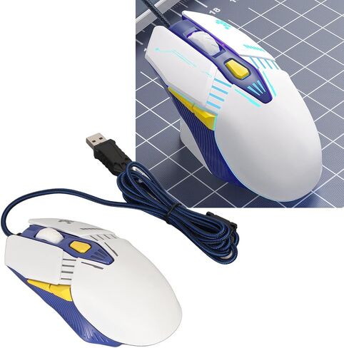 RGB Gaming Mouse, Wired Gaming Mouse with 7200 DPI, Programmable Buttons, Backlit Modes, USB Mouse Support DIY Rapid Fire (White) in Saudi Arabia