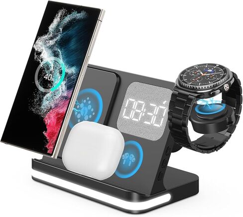 4 in 1 Wireless Charger with Alarm Clock Compatible for Samsung in Kuwait