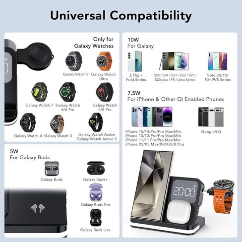 4 in 1 Wireless Charger with Alarm Clock Compatible for Samsung in Kuwait