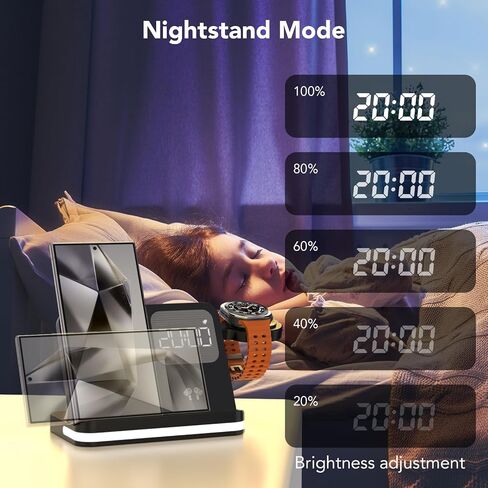 4 in 1 Wireless Charger with Alarm Clock Compatible for Samsung in Kuwait