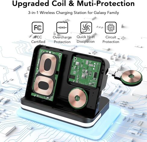 4 in 1 Wireless Charger with Alarm Clock Compatible for Samsung in Kuwait