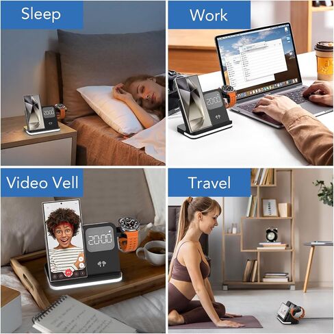 4 in 1 Wireless Charger with Alarm Clock Compatible for Samsung in Kuwait
