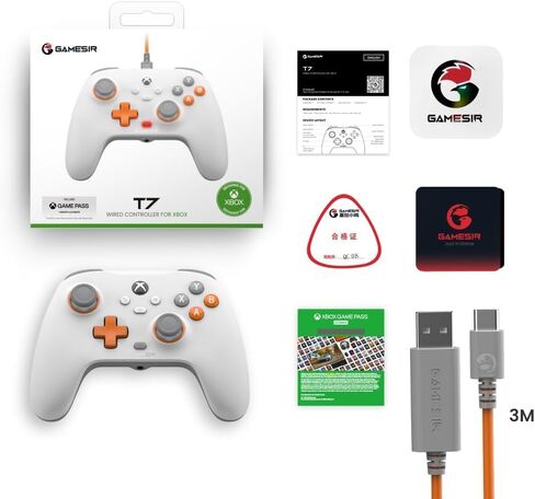 وحدة تحكم سلكية GameSir T7 لأجهزة Xbox Series X|S وXbox One وWindows 10/11، لوحة ألعاب التوصيل والتشغيل مع عصا التحكم بتأثير Hall/مشغل Hall، ومقبس صوت 3.5 مم - أبيض (متجدد) in Kuwait