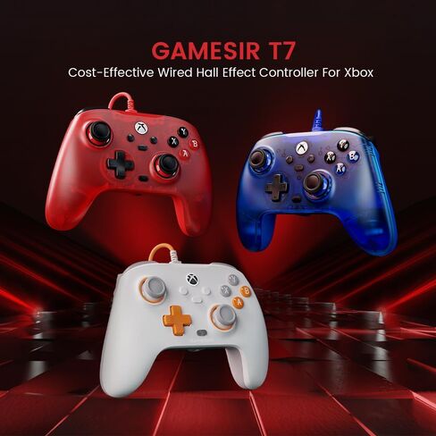 وحدة تحكم سلكية GameSir T7 لأجهزة Xbox Series X|S وXbox One وWindows 10/11، لوحة ألعاب التوصيل والتشغيل مع عصا التحكم بتأثير Hall/مشغل Hall، ومقبس صوت 3.5 مم - أبيض (متجدد) in Kuwait
