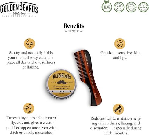 Moustache Wax & Small Comb Get the BEST Moustache Wax KIT with a 2.8 inch Comb at BEST Price! Get this combo ordering these two products! in Saudi Arabia