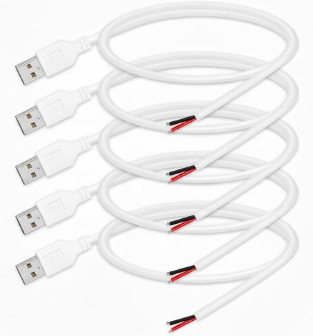 24AWG USB 2.0 Male 2 Pin Bare Wire Pigtail Cable (Black, 1.64FT 2PACK) in Saudi Arabia