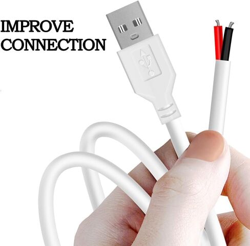 24AWG USB 2.0 Male 2 Pin Bare Wire Pigtail Cable (Black, 1.64FT 2PACK) in Saudi Arabia