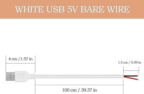 24AWG USB 2.0 Male 2 Pin Bare Wire Pigtail Cable (Black, 1.64FT 2PACK) in Saudi Arabia