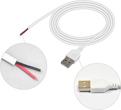 24AWG USB 2.0 Male 2 Pin Bare Wire Pigtail Cable (Black, 1.64FT 2PACK) in Saudi Arabia