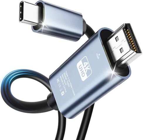 محول كابل HDMI بطول 6.6 قدم لجهاز iPhone 15 إلى HDTV، وكابل فيديو 4K USB C إلى HDMI، Thunderbolt 3 & 4 متوافق مع سلسلة iPhone 15/16، وMacBook Pro/Air، وiPad Pro، وSurface Book 2، وGalaxy S23 والمزيد in Kuwait