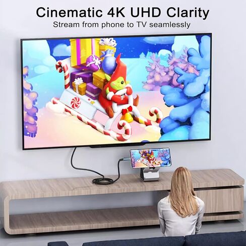 محول كابل HDMI بطول 6.6 قدم لجهاز iPhone 15 إلى HDTV، وكابل فيديو 4K USB C إلى HDMI، Thunderbolt 3 & 4 متوافق مع سلسلة iPhone 15/16، وMacBook Pro/Air، وiPad Pro، وSurface Book 2، وGalaxy S23 والمزيد in Kuwait
