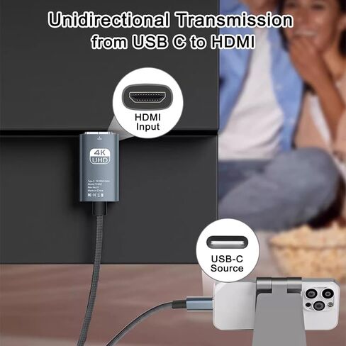 محول كابل HDMI بطول 6.6 قدم لجهاز iPhone 15 إلى HDTV، وكابل فيديو 4K USB C إلى HDMI، Thunderbolt 3 & 4 متوافق مع سلسلة iPhone 15/16، وMacBook Pro/Air، وiPad Pro، وSurface Book 2، وGalaxy S23 والمزيد in Kuwait