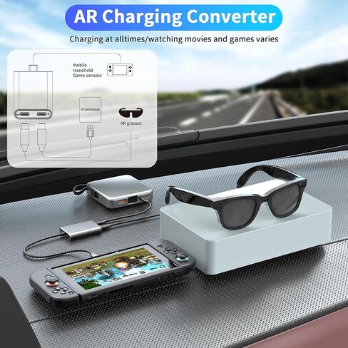 محول نظارات USB C إلى AR للمحول 2، ونظارات الطاقة إلى AR أثناء الشحن لسطح البخار، أو ROG Ally، أو Switch، أو iPhone 17 أو هاتف Android، متوافق مع الشحن السريع 100 واط و1080P 120 هرتز/4K 60 هرتز in Kuwait