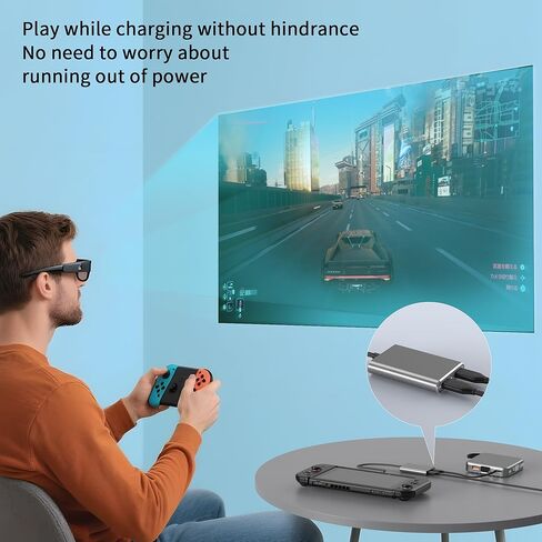 محول نظارات USB C إلى AR للمحول 2، ونظارات الطاقة إلى AR أثناء الشحن لسطح البخار، أو ROG Ally، أو Switch، أو iPhone 17 أو هاتف Android، متوافق مع الشحن السريع 100 واط و1080P 120 هرتز/4K 60 هرتز in Kuwait