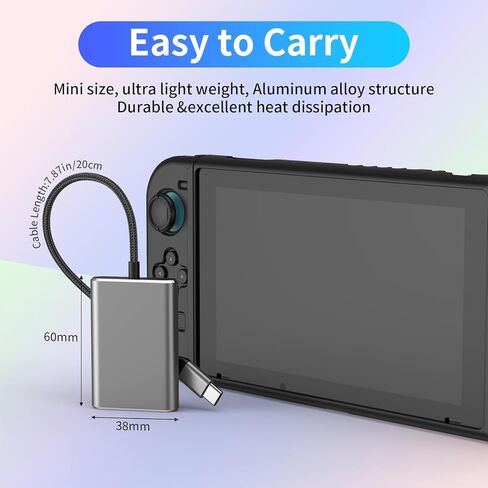 محول نظارات USB C إلى AR للمحول 2، ونظارات الطاقة إلى AR أثناء الشحن لسطح البخار، أو ROG Ally، أو Switch، أو iPhone 17 أو هاتف Android، متوافق مع الشحن السريع 100 واط و1080P 120 هرتز/4K 60 هرتز in Kuwait