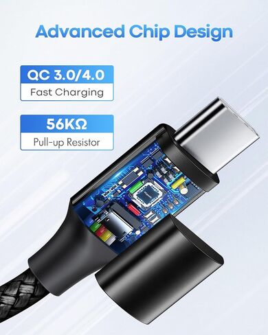 etguuds كابل USB C طويل للغاية إلى USB C [16ft/5m PD 60W Type C إلى Type C كابل شحن سريع، متين مزدوج مضفر نايلون USB-C إلى USB-C شاحن شحن الحبل 2.0 - أسود in Saudi Arabia