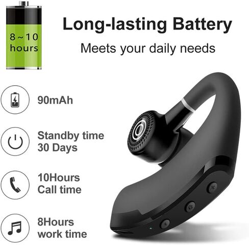 Wireless Earbuds,25 Hours Talktime Wireless Mono Bluetooth Headset with HD Microphone CVC8.0 Bluetooth Headphone Noise Reduction 270 ° Rotatable for Working/Driving in Saudi Arabia