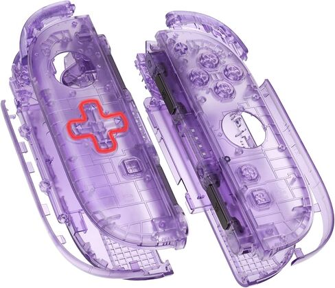 eXtremeRate DIY Replacement Shell (D-Pad Ver) Buttons for Joycon 2, Custom Full Set Housing + Decorative Strips + Middle Bracket + Buttons for Nintendo Switch 2 - Deluxe Version - Clear Atomic Purple in Saudi Arabia