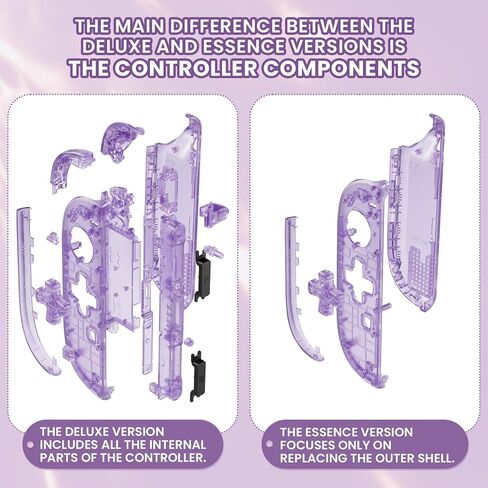 eXtremeRate DIY Replacement Shell (D-Pad Ver) Buttons for Joycon 2, Custom Full Set Housing + Decorative Strips + Middle Bracket + Buttons for Nintendo Switch 2 - Deluxe Version - Clear Atomic Purple in Saudi Arabia