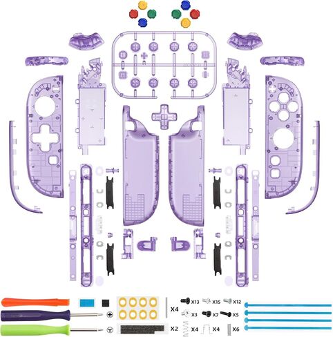 eXtremeRate DIY Replacement Shell (D-Pad Ver) Buttons for Joycon 2, Custom Full Set Housing + Decorative Strips + Middle Bracket + Buttons for Nintendo Switch 2 - Deluxe Version - Clear Atomic Purple in Saudi Arabia