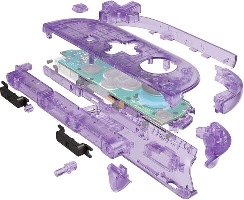 eXtremeRate DIY Replacement Shell (D-Pad Ver) Buttons for Joycon 2, Custom Full Set Housing + Decorative Strips + Middle Bracket + Buttons for Nintendo Switch 2 - Deluxe Version - Clear Atomic Purple in Saudi Arabia