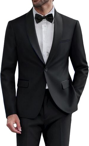 Coofandy Mens Tuxedo Suit Set Slim Fit 2 قطعة لباس بدلة شال للبصفقة سراويل سروال سروال لحفل حفل زفاف عشاء حفلة موسيقية in Saudi Arabia