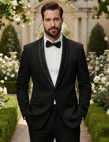 Coofandy Mens Tuxedo Suit Set Slim Fit 2 قطعة لباس بدلة شال للبصفقة سراويل سروال سروال لحفل حفل زفاف عشاء حفلة موسيقية in Saudi Arabia