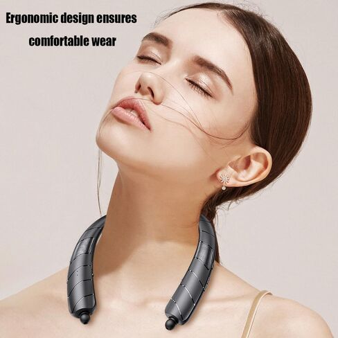 Retractable Neckband Bluetooth Headphones, 48H Playtime Wireless Earbuds, Bluetooth 5.0, Built-in Speaker & IPX5 Waterproof, Auto-Coil Cord, Ultra-Light Comfortable Fit, Black in Saudi Arabia
