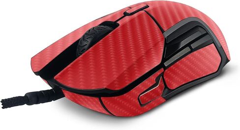 MightySkins Carbon Fiber Skin Compatible with SteelSeries Rival 5 Gaming Mouse - Solid Red | Protective, Durable Textured Carbon Fiber Finish | Easy to Apply and Change Styles | Made in The USA in Saudi Arabia