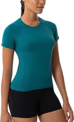 Seamless Short Sleeve Workout Shirts for Women Breathable Running Workout Tops Athletic Gym Yoga Basic Shirts in Saudi Arabia